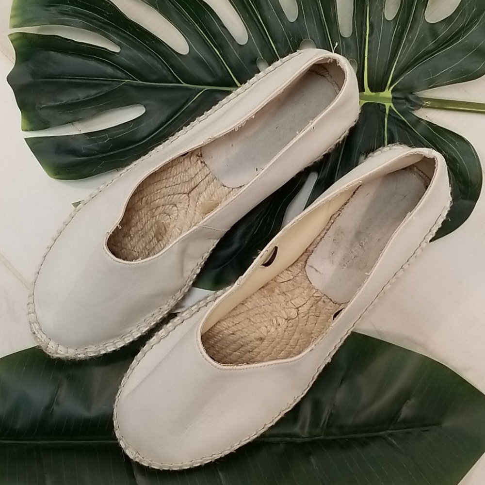 Zara Basic Collection Bone Leather Jute Wedges 10 - image 2